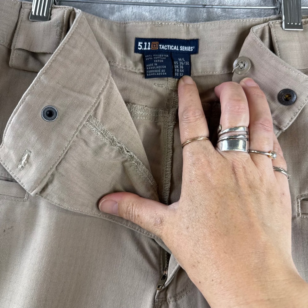 5.11 Tactical Pants Mens 36x32 Khaki Ripstop Cargo Multi-Pocket Work (1701) - Picture 2 of 11